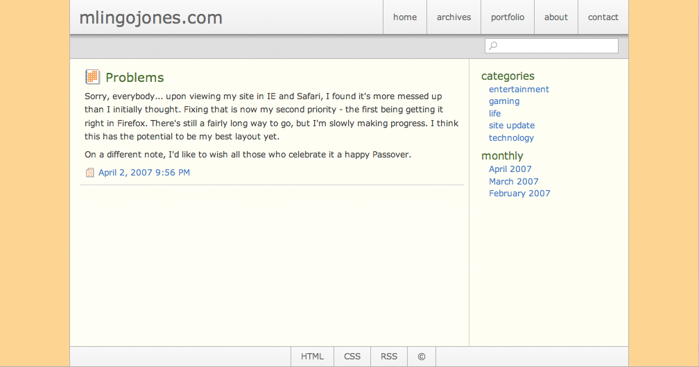 A screenshot of mlingojones as of 2007